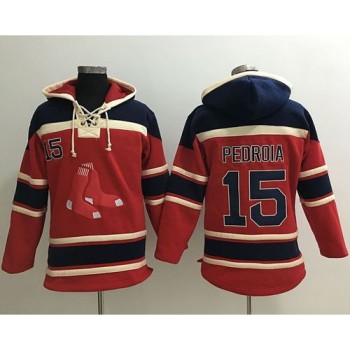 Red Sox #15 Dustin Pedroia Red Sawyer Hooded Sweatshirt MLB Hoodie Red Sox #15 Dustin Pedroia Red Sawyer Hooded Sweatshirt MLB Hoodie