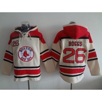 Red Sox #26 Wade Boggs Cream Sawyer Hooded Sweatshirt MLB Hoodie Red Sox #26 Wade Boggs Cream Sawyer Hooded Sweatshirt MLB Hoodie