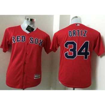 Red Sox #34 David Ortiz Red Cool Base Name On Back Stitched Youth MLB Jersey Red Sox #34 David Ortiz Red Cool Base Name On Back Stitched Youth MLB Jersey