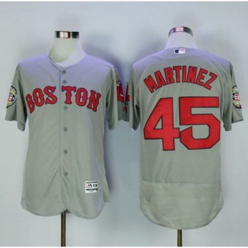 Red Sox #45 Pedro Martinez Grey Flexbase Authentic Collection Stitched MLB Jersey Red Sox #45 Pedro Martinez Grey Flexbase Authentic Collection Stitched MLB Jersey