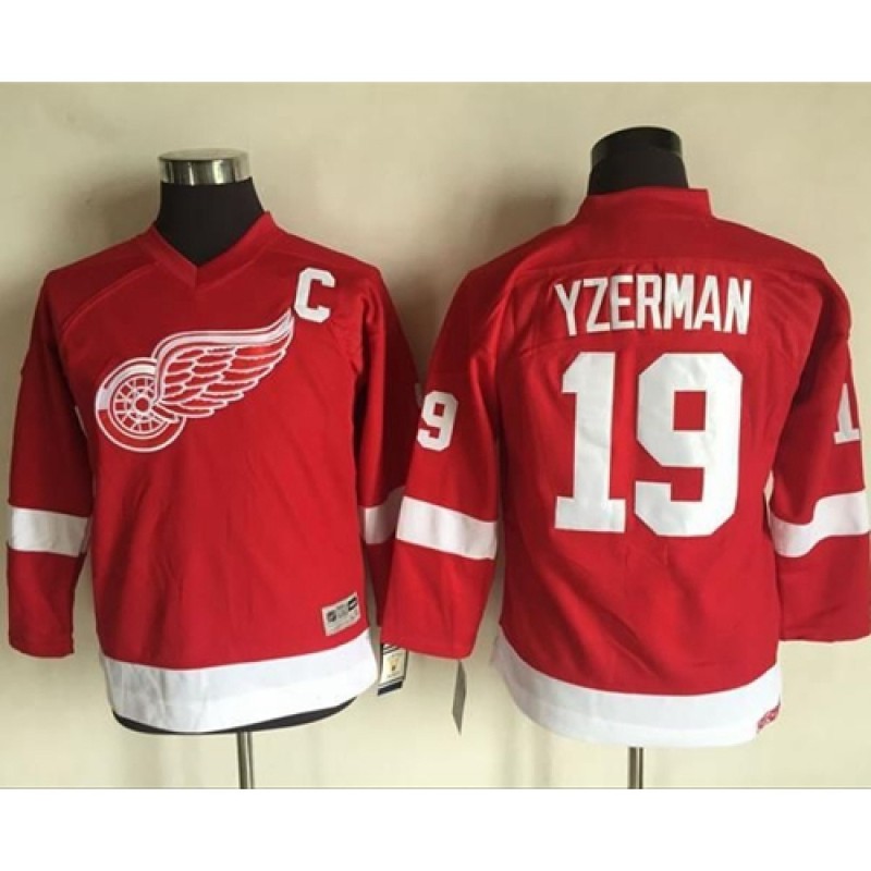 Red Wings #19 Steve Yzerman Red CCM Throwback Stitched Youth NHL Jersey Red Wings #19 Steve Yzerman Red CCM Throwback Stitched Youth NHL Jersey
