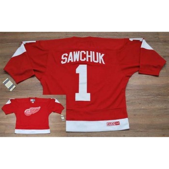 Red Wings #1 Terry Sawchuk Stitched Red CCM Throwback NHL Jersey Red Wings #1 Terry Sawchuk Stitched Red CCM Throwback NHL Jersey