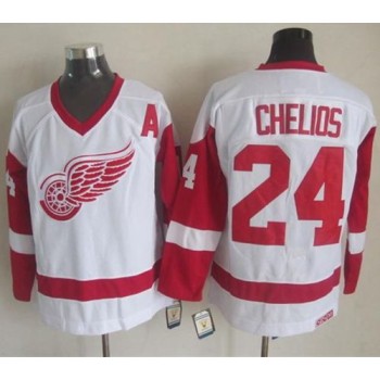 Red Wings #24 Chris Chelios White CCM Throwback Stitched NHL Jersey Red Wings #24 Chris Chelios White CCM Throwback Stitched NHL Jersey