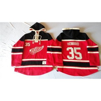 Red Wings #35 Jimmy Howard Red Sawyer Hooded Sweatshirt Stitched NHL Jersey Red Wings #35 Jimmy Howard Red Sawyer Hooded Sweatshirt Stitched NHL Jersey