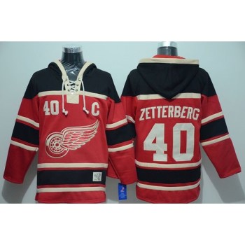 Red Wings #40 Henrik Zetterberg Red Sawyer Hooded Sweatshirt Stitched NHL Jersey Red Wings #40 Henrik Zetterberg Red Sawyer Hooded Sweatshirt Stitched NHL Jersey