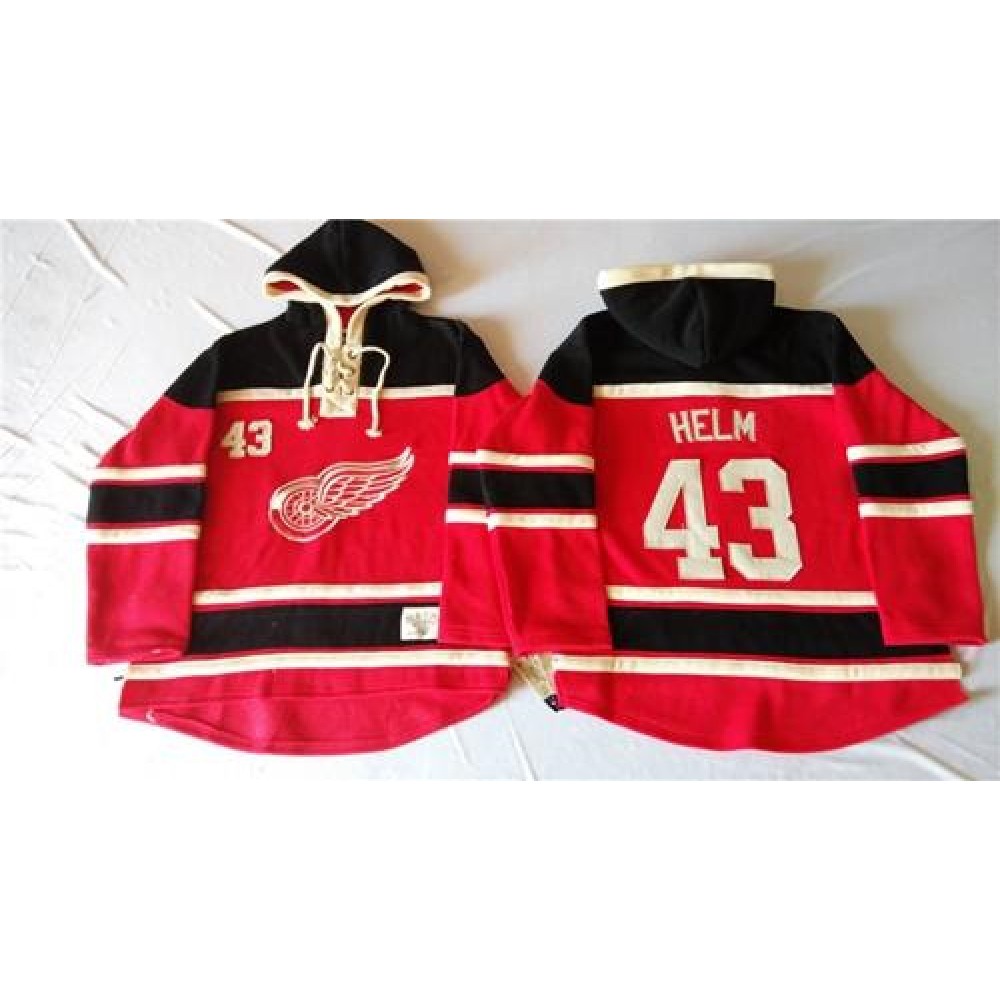 Red Wings #43 Darren Helm Red Sawyer Hooded Sweatshirt Stitched NHL Jersey