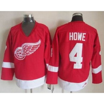 Red Wings #4 Gordie Howe Red CCM Throwback Stitched NHL Jersey Red Wings #4 Gordie Howe Red CCM Throwback Stitched NHL Jersey