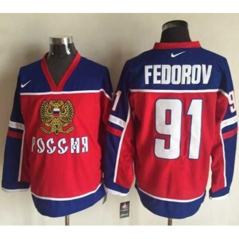 Red Wings #91 Sergei Fedorov Red/Blue Stitched NHL Jersey Red Wings #91 Sergei Fedorov Red/Blue Stitched NHL Jersey