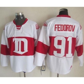 Red Wings #91 Sergei Fedorov White Winter Classic CCM Throwback Stitched NHL Jersey Red Wings #91 Sergei Fedorov White Winter Classic CCM Throwback Stitched NHL Jersey