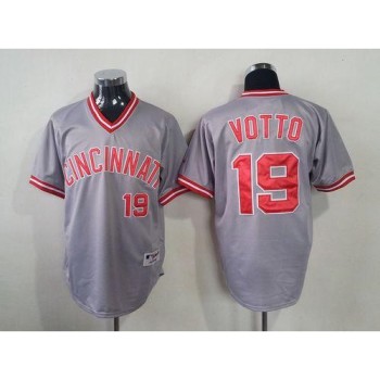 Reds #19 Joey Votto Grey 1991 Turn Back The Clock Stitched MLB Jersey Reds #19 Joey Votto Grey 1991 Turn Back The Clock Stitched MLB Jersey