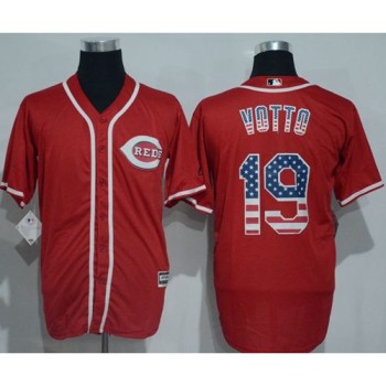 Reds #19 Joey Votto Red USA Flag Fashion Stitched MLB Jersey Reds #19 Joey Votto Red USA Flag Fashion Stitched MLB Jersey