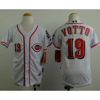 Reds #19 Joey Votto White Cool Base Stitched Youth MLB Jersey Reds #19 Joey Votto White Cool Base Stitched Youth MLB Jersey