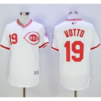 Reds #19 Joey Votto White Flexbase Authentic Collection Cooperstown Stitched MLB Jersey Reds #19 Joey Votto White Flexbase Authentic Collection Cooperstown Stitched MLB Jersey