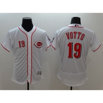 Reds #19 Joey Votto White Flexbase Authentic Collection Stitched MLB Jersey Reds #19 Joey Votto White Flexbase Authentic Collection Stitched MLB Jersey
