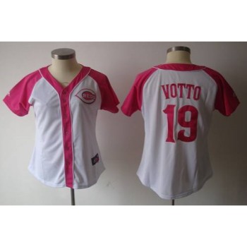 Reds #19 Joey Votto White/Pink Women's Splash Fashion Stitched MLB Jersey Reds #19 Joey Votto White/Pink Women's Splash Fashion Stitched MLB Jersey