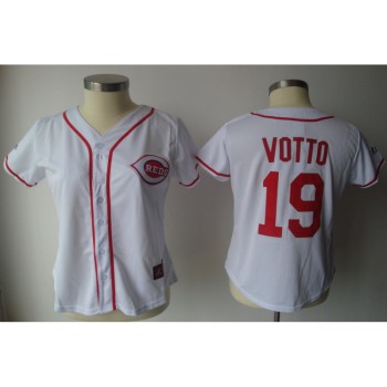 Reds #19 Joey Votto White Women's Fashion Stitched MLB Jersey Reds #19 Joey Votto White Women's Fashion Stitched MLB Jersey