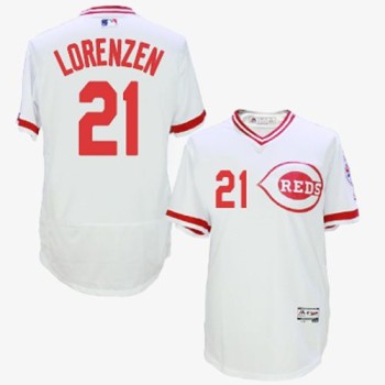 Reds #21 Michael Lorenzen White Flexbase Authentic Collection Cooperstown Stitched MLB Jersey Reds #21 Michael Lorenzen White Flexbase Authentic Collection Cooperstown Stitched MLB Jersey