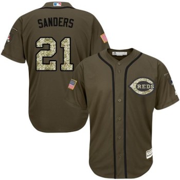 Reds #21 Reggie Sanders Green Salute to Service Stitched MLB Jersey Reds #21 Reggie Sanders Green Salute to Service Stitched MLB Jersey