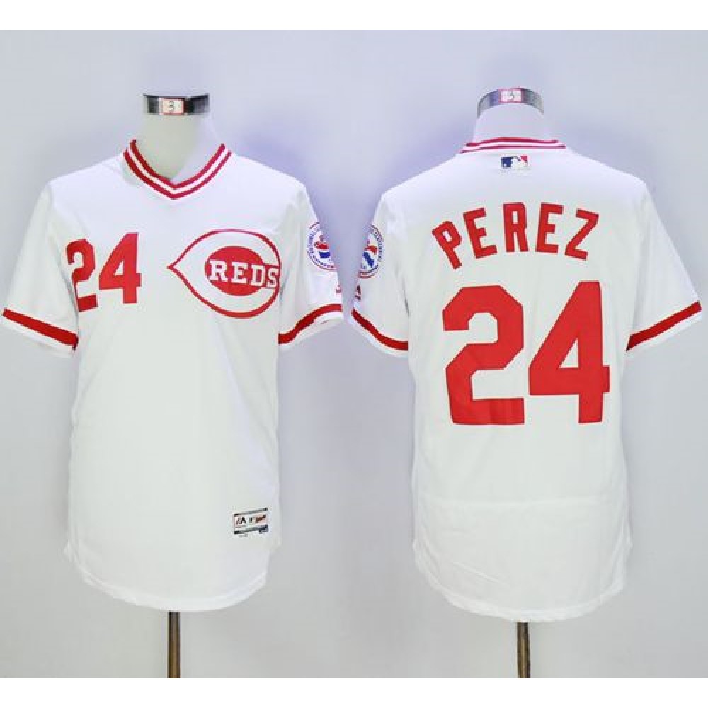 Reds #24 Tony Perez White Flexbase Authentic Collection Cooperstown Stitched MLB Jersey