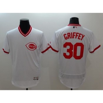 Reds #30 Ken Griffey White Flexbase Authentic Collection Cooperstown Stitched MLB Jersey Reds #30 Ken Griffey White Flexbase Authentic Collection Cooperstown Stitched MLB Jersey