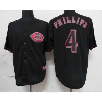 Reds #4 Brandon Phillips Black Fashion Stitched MLB Jersey Reds #4 Brandon Phillips Black Fashion Stitched MLB Jersey