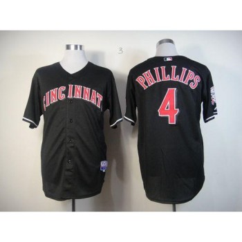 Reds #4 Brandon Phillips Black Stitched MLB Jersey Reds #4 Brandon Phillips Black Stitched MLB Jersey