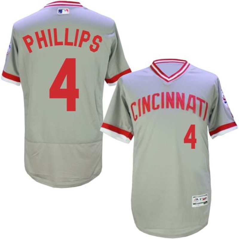 Reds #4 Brandon Phillips Grey Flexbase Authentic Collection Cooperstown Stitched MLB Jersey Reds #4 Brandon Phillips Grey Flexbase Authentic Collection Cooperstown Stitched MLB Jersey