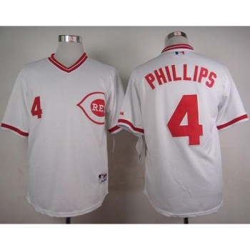 Reds #4 Brandon Phillips White 1990 Turn Back The Clock Stitched MLB Jersey