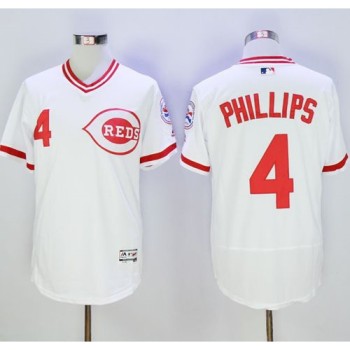 Reds #4 Brandon Phillips White Flexbase Authentic Collection Cooperstown Stitched MLB Jersey