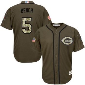 Reds #5 Johnny Bench Green Salute to Service Stitched MLB Jersey Reds #5 Johnny Bench Green Salute to Service Stitched MLB Jersey