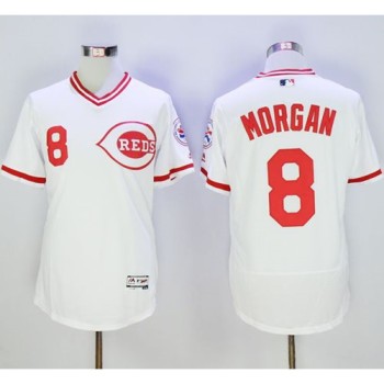 Reds #8 Joe Morgan White Flexbase Authentic Collection Cooperstown Stitched MLB Jersey Reds #8 Joe Morgan White Flexbase Authentic Collection Cooperstown Stitched MLB Jersey