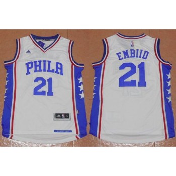 Revolution 30 76ers #21 Joel Embiid White Stitched NBA Jersey Revolution 30 76ers #21 Joel Embiid White Stitched NBA Jersey