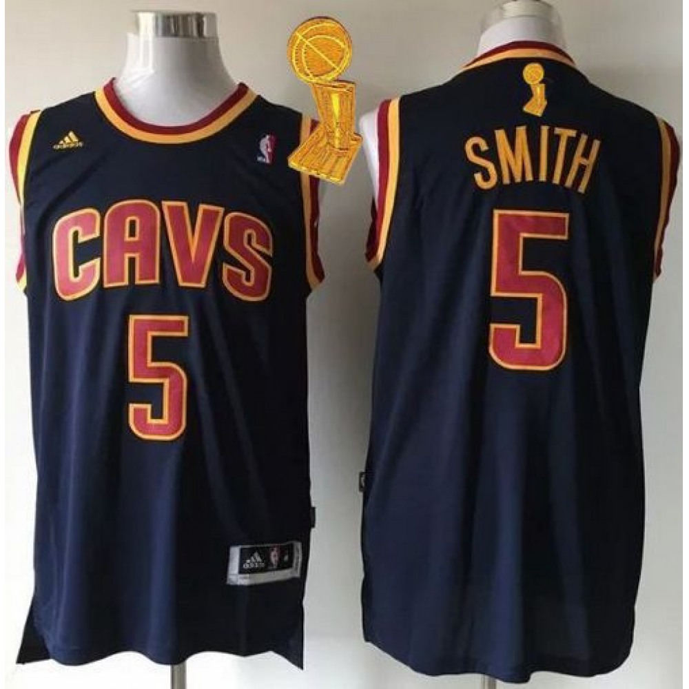 Revolution 30 Cavaliers #5 J.R. Smith Navy Blue CavFanatic The Champions Patch Stitched NBA Jersey
