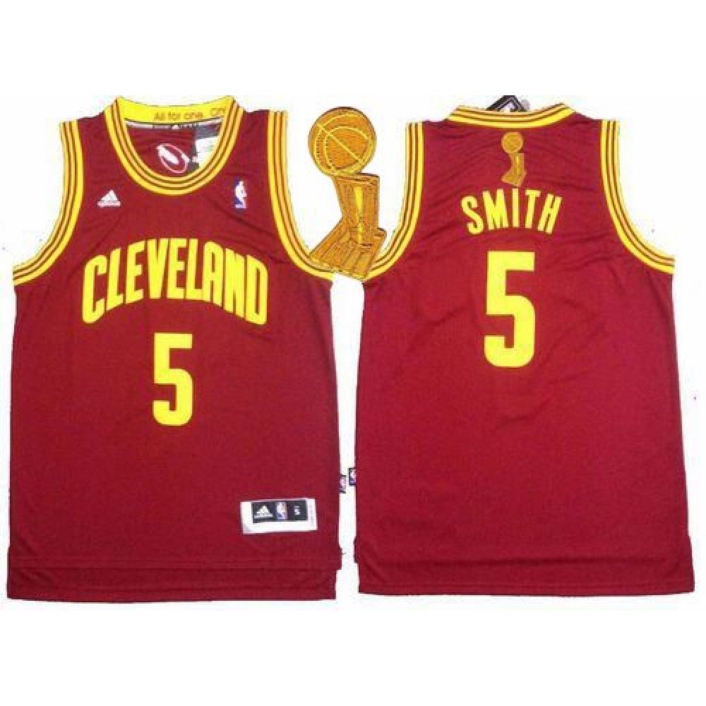 Revolution 30 Cavaliers #5 J.R. Smith Red The Champions Patch Stitched NBA Jersey