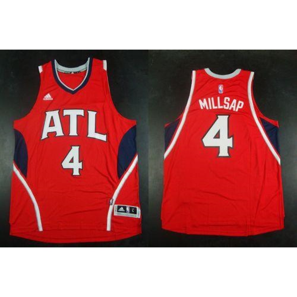 Revolution 30 Hawks #4 Paul Millsap Red Stitched NBA Jersey