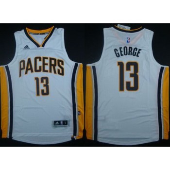 Revolution 30 Pacers #13 Paul George White Stitched NBA Jersey