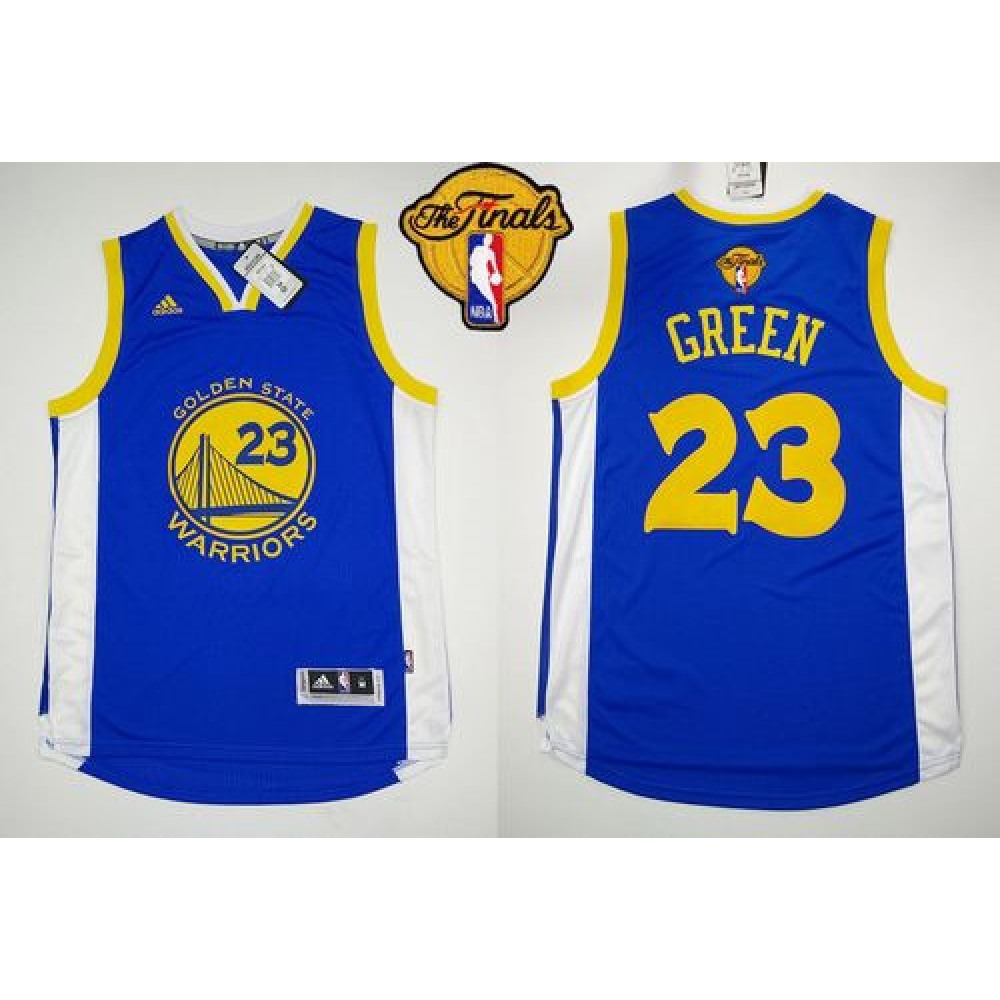 Revolution 30 Warriors #23 Draymond Green Blue The Finals Patch Stitched NBA Jersey