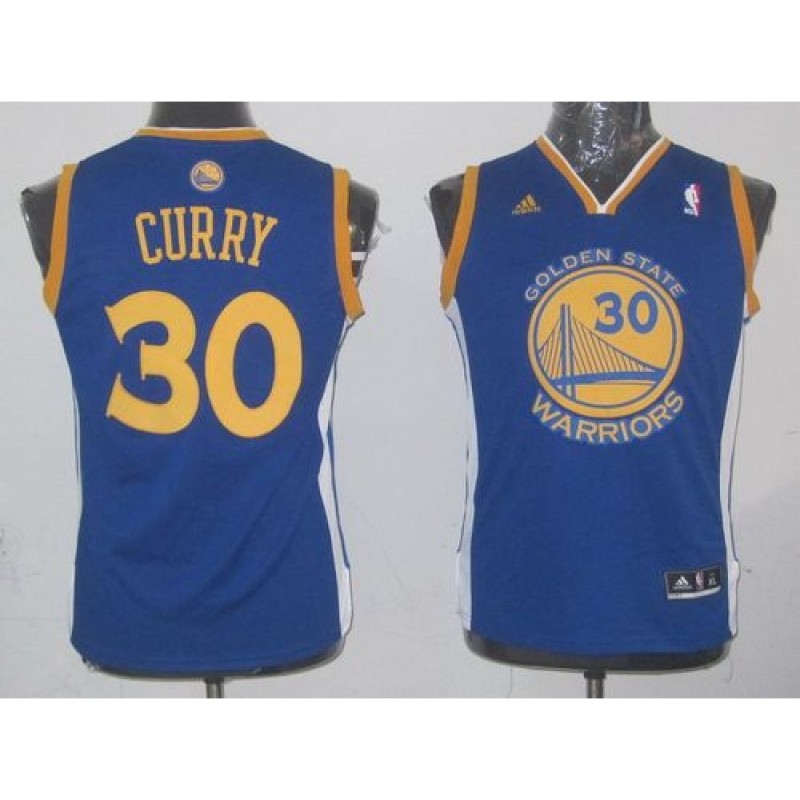 Revolution 30 Warriors #30 Stephen Curry Blue Stitched Youth NBA Jersey