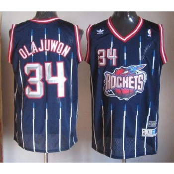 Rockets #34 Hakeem Olajuwon Navy Throwback Stitched NBA Jersey Rockets #34 Hakeem Olajuwon Navy Throwback Stitched NBA Jersey