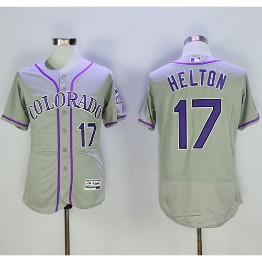 Rockies #17 Todd Helton Grey Flexbase Authentic Collection Stitched MLB Jersey
