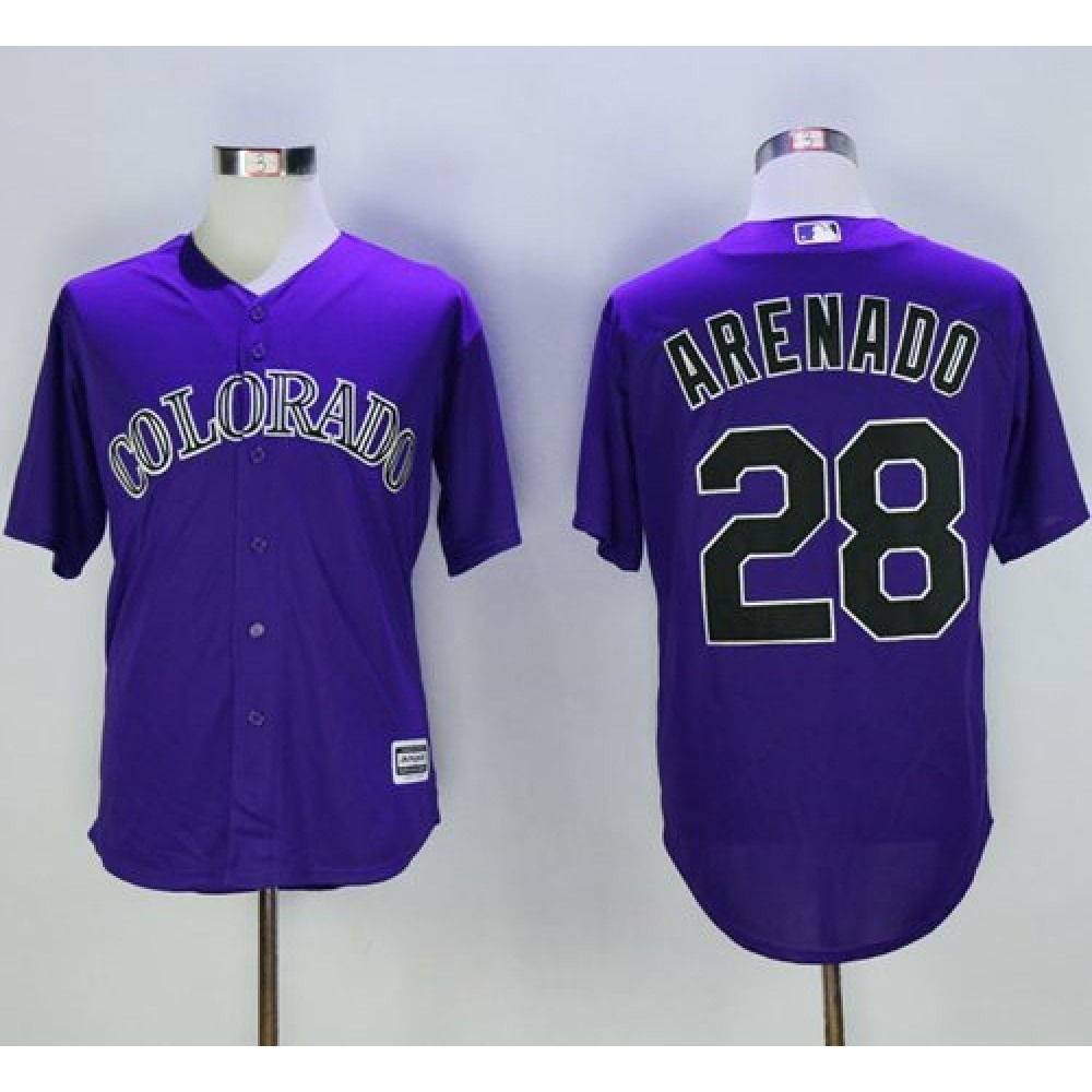 Rockies #28 Nolan Arenado Purple New Cool Base Stitched MLB Jersey