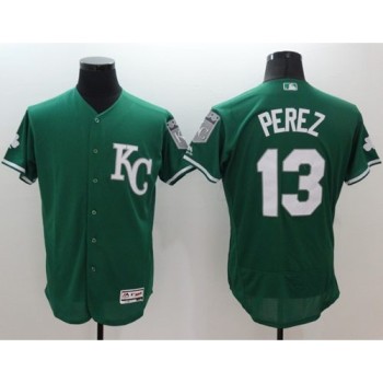 Royals #13 Salvador Perez Green Celtic Flexbase Authentic Collection Stitched MLB Jersey Royals #13 Salvador Perez Green Celtic Flexbase Authentic Collection Stitched MLB Jersey