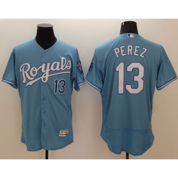 Royals #13 Salvador Perez Light Blue Flexbase Authentic Collection Stitched MLB Jersey Royals #13 Salvador Perez Light Blue Flexbase Authentic Collection Stitched MLB Jersey