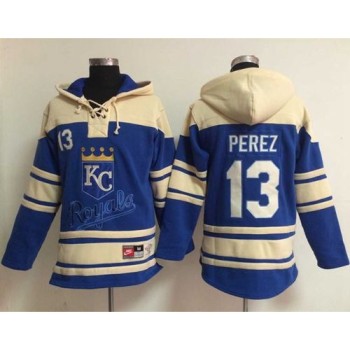 Royals #13 Salvador Perez Light Blue Sawyer Hooded Sweatshirt MLB Hoodie Royals #13 Salvador Perez Light Blue Sawyer Hooded Sweatshirt MLB Hoodie