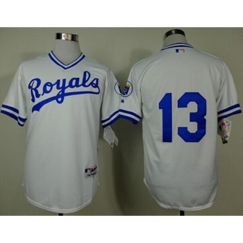Royals #13 Salvador Perez White 1974 Turn Back The Clock Stitched MLB Jersey Royals #13 Salvador Perez White 1974 Turn Back The Clock Stitched MLB Jersey