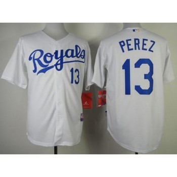 Royals #13 Salvador Perez White Cool Base Stitched MLB Jersey Royals #13 Salvador Perez White Cool Base Stitched MLB Jersey