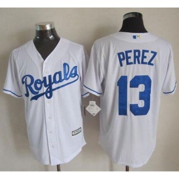 Royals #13 Salvador Perez White New Cool Base Stitched MLB Jersey Royals #13 Salvador Perez White New Cool Base Stitched MLB Jersey