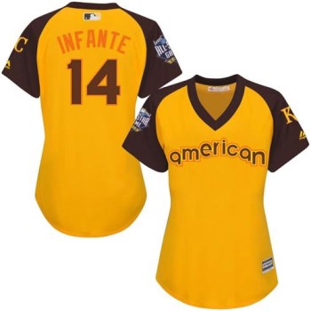 Royals #14 Omar infante Gold 2016 All-Star American League Women's Stitched MLB Jersey Royals #14 Omar infante Gold 2016 All-Star American League Women's Stitched MLB Jersey