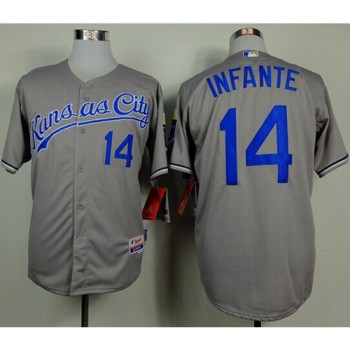 Royals #14 Omar infante Grey Cool Base Stitched MLB Jersey Royals #14 Omar infante Grey Cool Base Stitched MLB Jersey