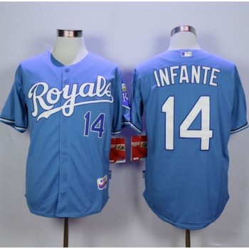 Royals #14 Omar infante Light Blue Alternate 1 Cool Base Stitched MLB Jersey Royals #14 Omar infante Light Blue Alternate 1 Cool Base Stitched MLB Jersey